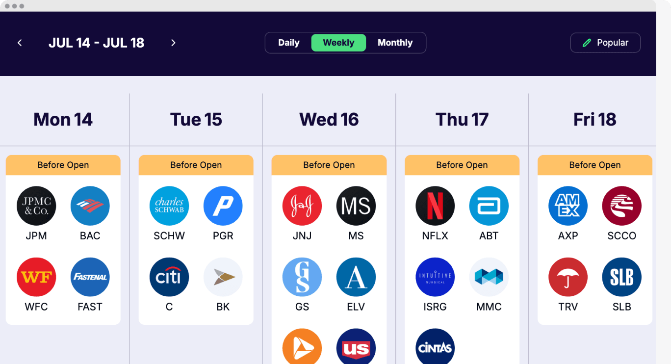 Earnings Calendar